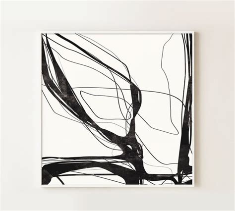 Black White Wall Art Printable Painting Abstract Art Square Etsy