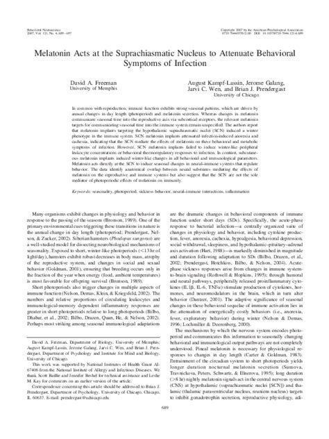 (PDF) Melatonin acts at the suprachiasmatic nucleus to attenuate ...