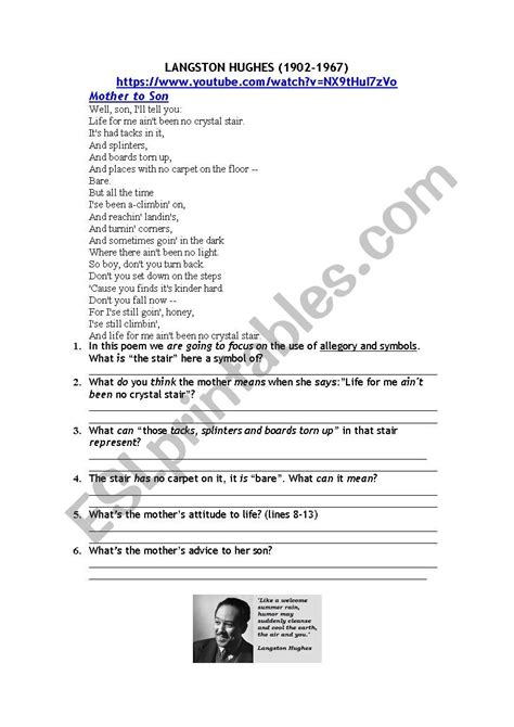 Langston Hughes Poems Mother To Son