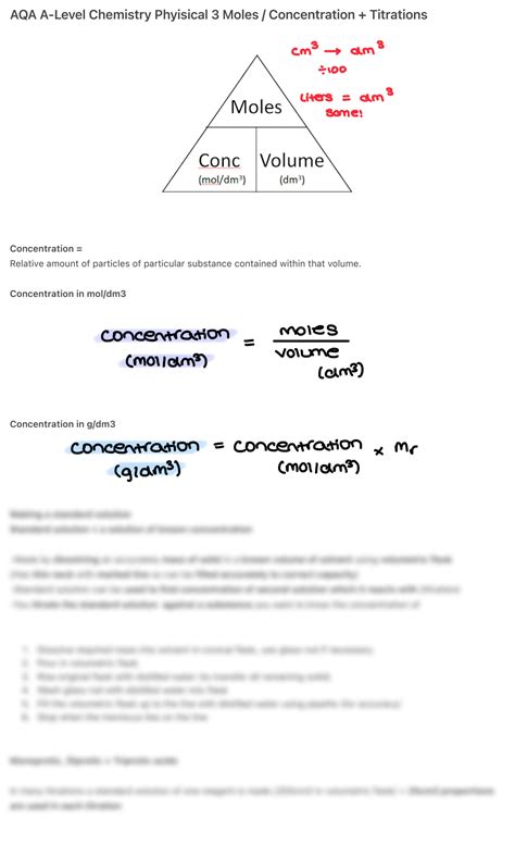 SOLUTION Aqa A Level Chemistry Phyisical 3 Moles Concentration