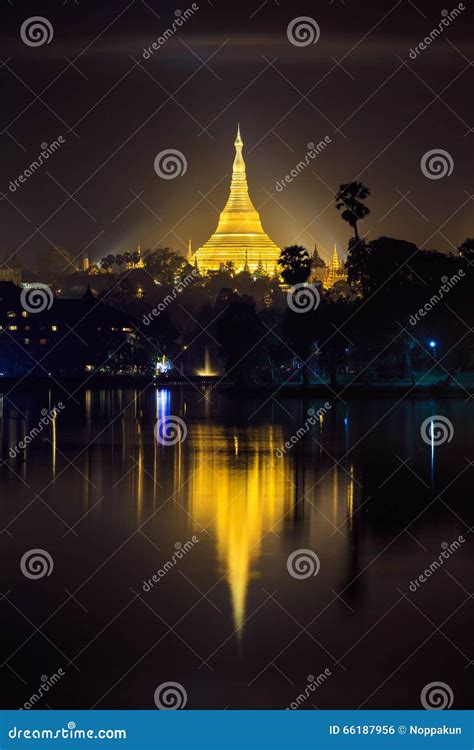 Shwedagon Pagoda At Night Yangonmyanmar Stock Photo Image Of