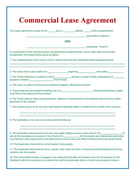 26 Free Commercial Lease Agreement Templates Template Lab