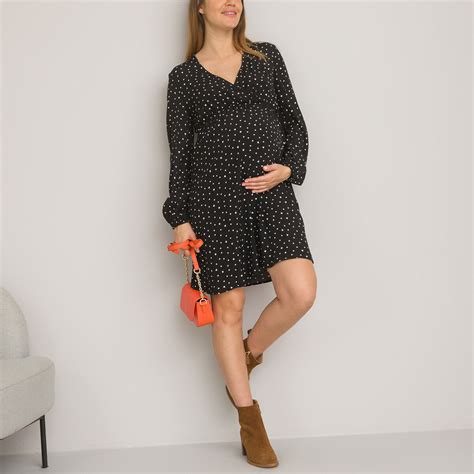 Printed Wrapover Maternity Dress Heart Print La Redoute Collections