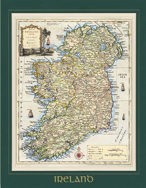 Map of Ireland Ancient & Olde. Quality print framed matt and rolled ...