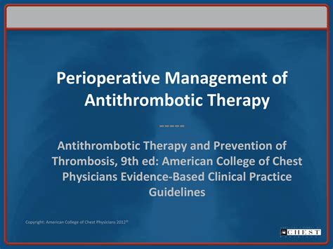 Perioperative Management Of Antithrombotic Therapy