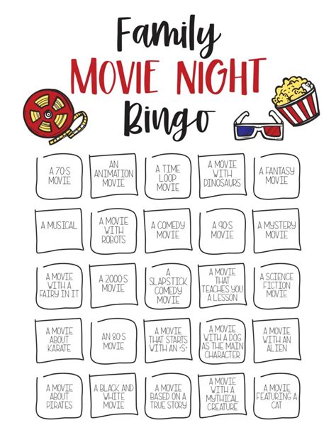 Family Movie Night Bingo - Best Movies Right Now