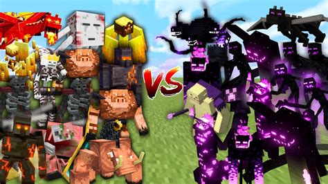 Nether Bosses Vs End Bosses In Minecraft Mob Battle Youtube