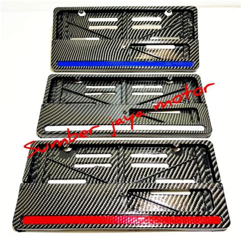 Jual Tempat Dudukan Plat Nomor Carbon Karbon Celup Lis Merah Biru Putih