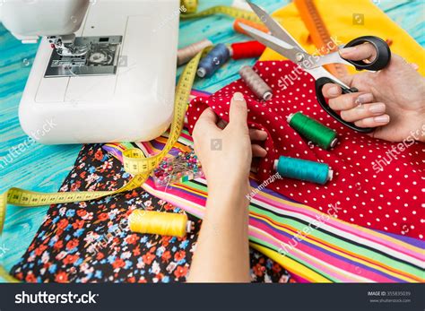 Hands Mistress Seamstress Made Beautiful Bright Stock Photo 355835039