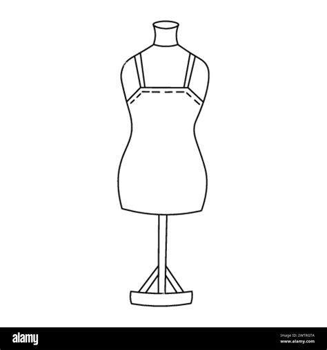 Tailor Mannequin Female Figure Showcase Color Doodle Illustration On