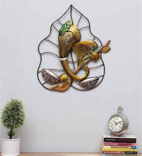 Buy Wrought Iron Lord Ganesha Wall Art In Gold By Godeccor At 55 OFF