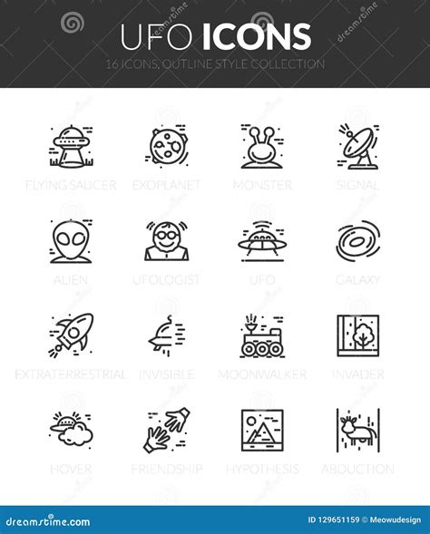 Outline Black Icons Set In Thin Modern Design Style Stock Vector