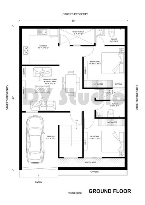 30x40 House Design Option 2 Dv Studio