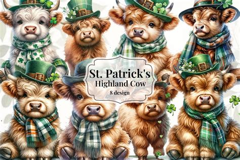 St Patrick S Day Highland Cow Clipart Graphic By Vertex Creative Fabrica