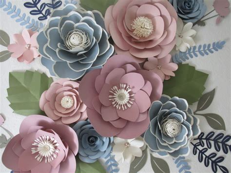 12 Piece Paper Flower Set Color Customizable Etsy