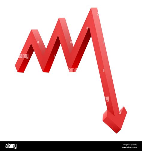 Red Arrow Pointing Downwards Showing Crisis Graph Chart Down Icon Realistic 3d Vector