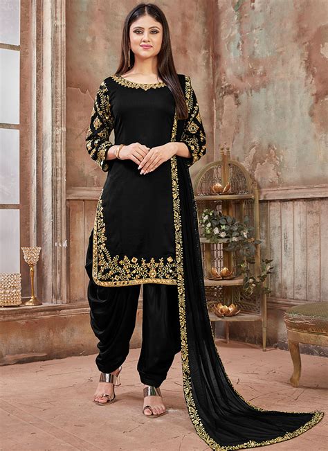 Buy Black Silk Salwar Suit Cheap Online