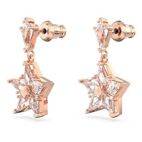 Stella Drop Earrings Kite Cut Star White Rose Gold Tone Plated