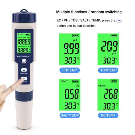 Monitor Digital De Calidad Del Agua Medidor De Temperatura 5 En 1 Tds