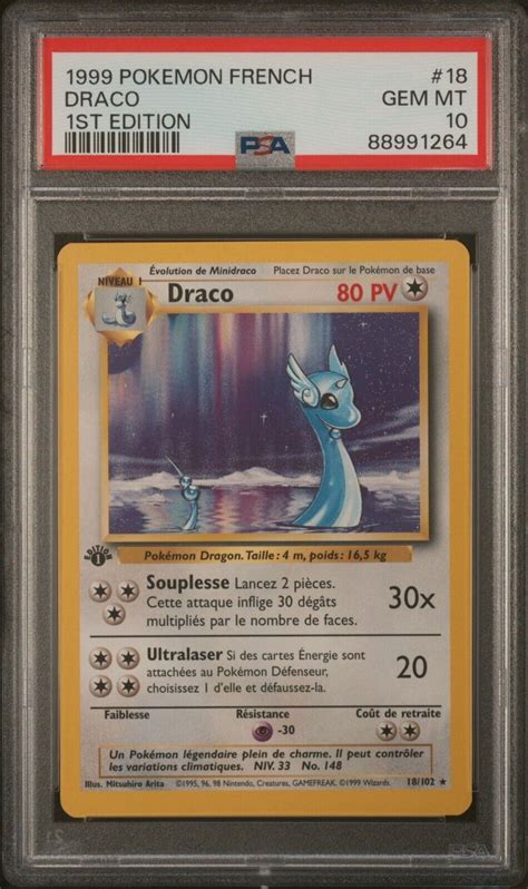 Psa Dragonair Draco Pokemon French Base St Gem Mint Ebay