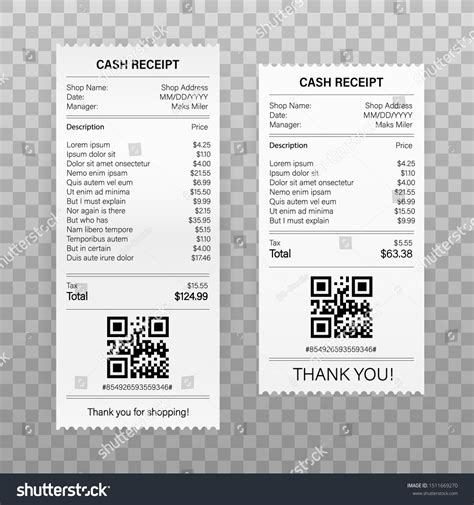 Receipts Vector Illustration Realistic Payment Paper Stock Vector