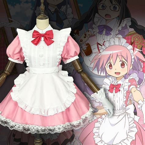 Puella Magi Madoka Magica Cosplay Madoka Kaname/Homura Akemi Costume Maid Dress