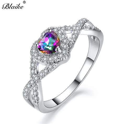 Blaike 925 Sterling Silver Mystic Fire Topaz Rings For Women Men