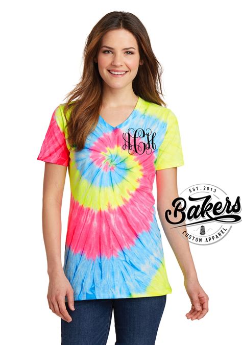 Tie Dye V Neck Short Sleeve Tshirt For Women Ladies Etsy