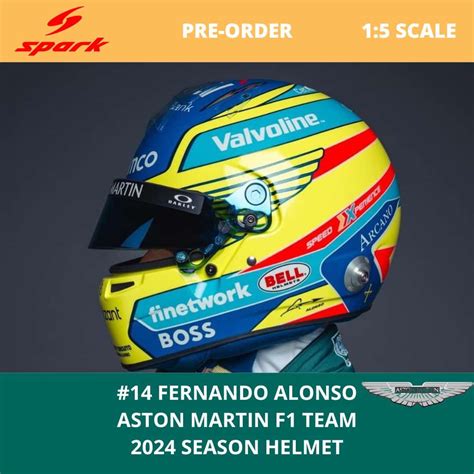 Fernando Alonso Aston Martin F1 Team 2024 Season Helmet 15 Scale