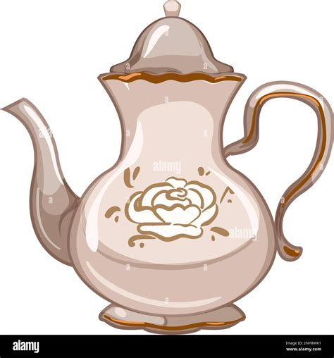 Antique Vintage Teapot Cartoon Vector Illustration Sign Stock Vector