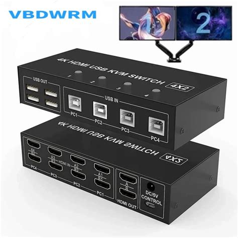 2x2 Hdmi Kvm Switch 4k 60hz Dual Monitor Kvm Hdmi Extended Display Usb