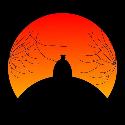 Premium Vector | Silhouette bear sunset