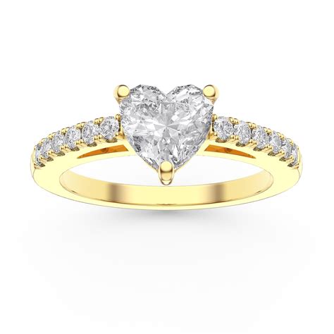 Unity 1ct Moissanite Heart Diamond Pave 18k Yellow Gold Engagement Ringjian London18k Gold Rings