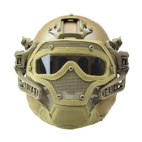 Capacete Tatico Full Mask Oculos Emerson Gear G Tan Faz A Boa