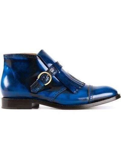 Handmade Men S Genuine Blue Patina Leather Half Ankle High Jodhpur