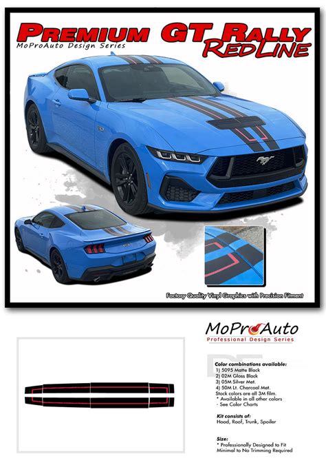 PREMIUM GT RALLY - REDLINE : 2024 2025 Ford Mustang GT Racing Stripes ...