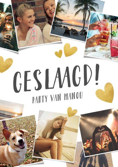 Uitnodiging Geslaagd Feestje Fotocollage Kaartje Go