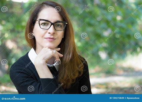 Portrait Of A Mature Woman Wearing Glasses Stock Image Image Of