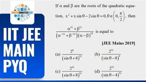 Quadratic Equation Jee Mains Pyq Relation Between Roots