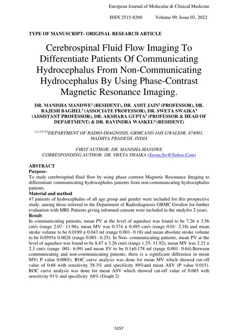 Pdf Cerebrospinal Fluid Flow Imaging To Differentiate Patients Of