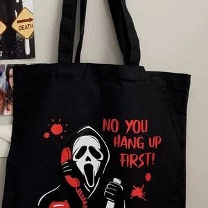 Canvas Tote Bag With Ghostface Scream Type Movie Horror Etsy