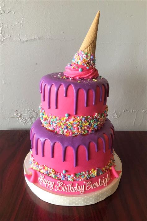 Ice Cream Drip Birthday Cake Adrienne And Co Bakery Birthday Cake Cake Desserts