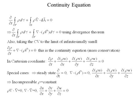 Governing Equations In Differential Form Take The Limit Such That The