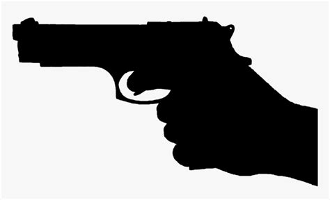 Pistol Handgun Weapon - Hand With Gun Silhouette, HD Png Download - kindpng