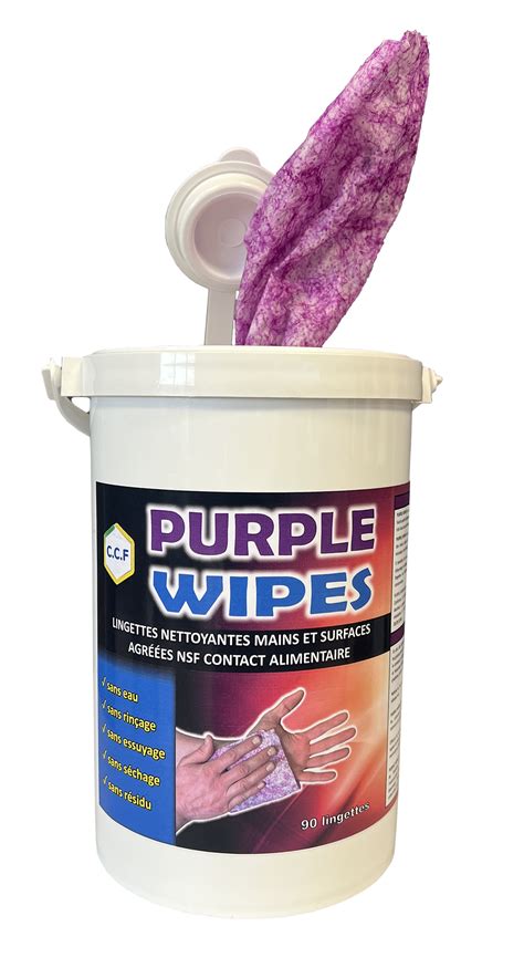 Purple Wipes Lingettes Nettoyantes Mains Et Surfaces Agréées Nsf