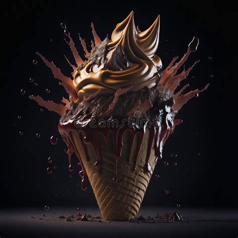 Delicious Splash Ice Cream Cone Design With Exploding And Liquify