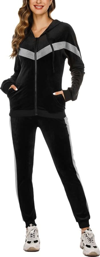 Wayleb Women Velour Tracksuit Full Set Long Sleeve Velvet Sweatsuit Zip