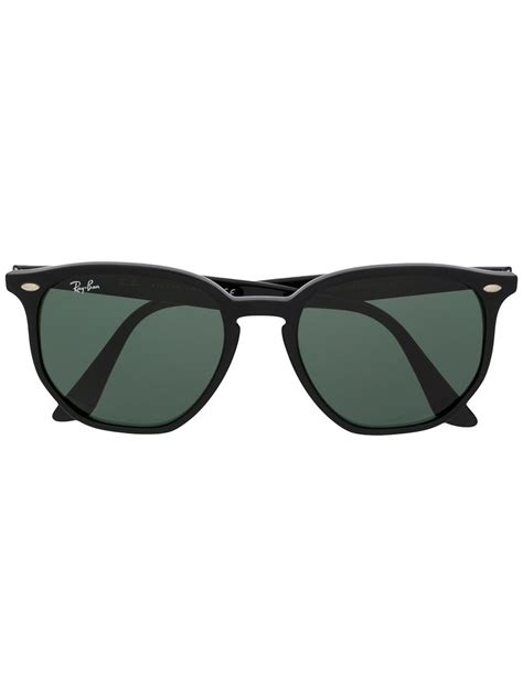 Ray Ban Matte Finish Hexagonal Frame Sunglasses Black Farfetch