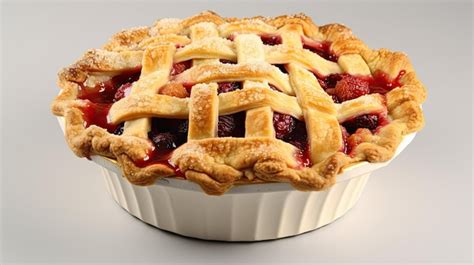 Premium Photo | A pie with a lattice top and a lattice top.