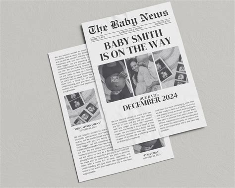 Pregnancy Announcement Newspaper Template Baby Announcement Newspaper